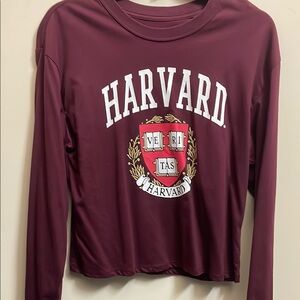 Harvard Red Graphic Crop Long Sleeve Sweatshirt